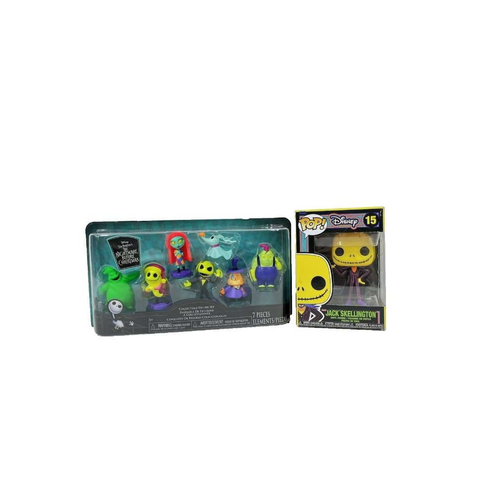 Disney The Nightmare Before Christmas Figure Set Of 7 & Funko Pop Bundle